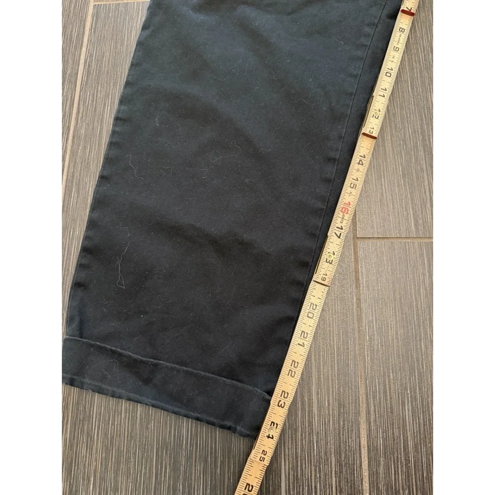 Banana Republic Mens Sz 35 Black Pleated Chino Cuffed 90s Stretch Wrinkle Resist
